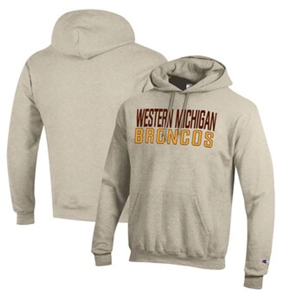 Men's Champion Oatmeal Western Michigan Broncos Eco Powerblend Pullover Hoodie