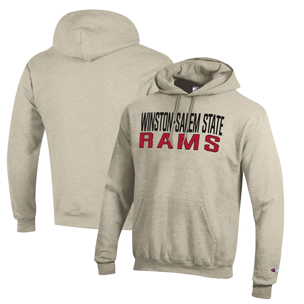 Men's Champion Oatmeal Winston-Salem State Rams Eco Powerblend Pullover Hoodie