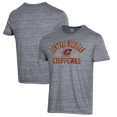 Men's Champion Heathered Gray Central Michigan Chippewas Ultimate Tri-Blend T-Shirt