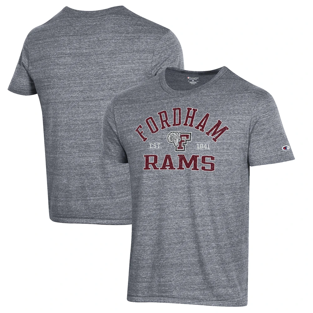 Men's Champion Heathered Gray Fordham Rams Ultimate Tri-Blend T-Shirt