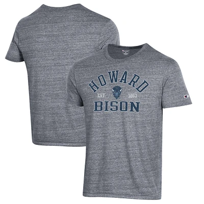 Men's Champion Heathered Gray Howard Bison Ultimate Tri-Blend T-Shirt