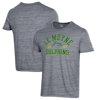 Men's Champion Heathered Gray Le Moyne Dolphins Ultimate Tri-Blend T-Shirt