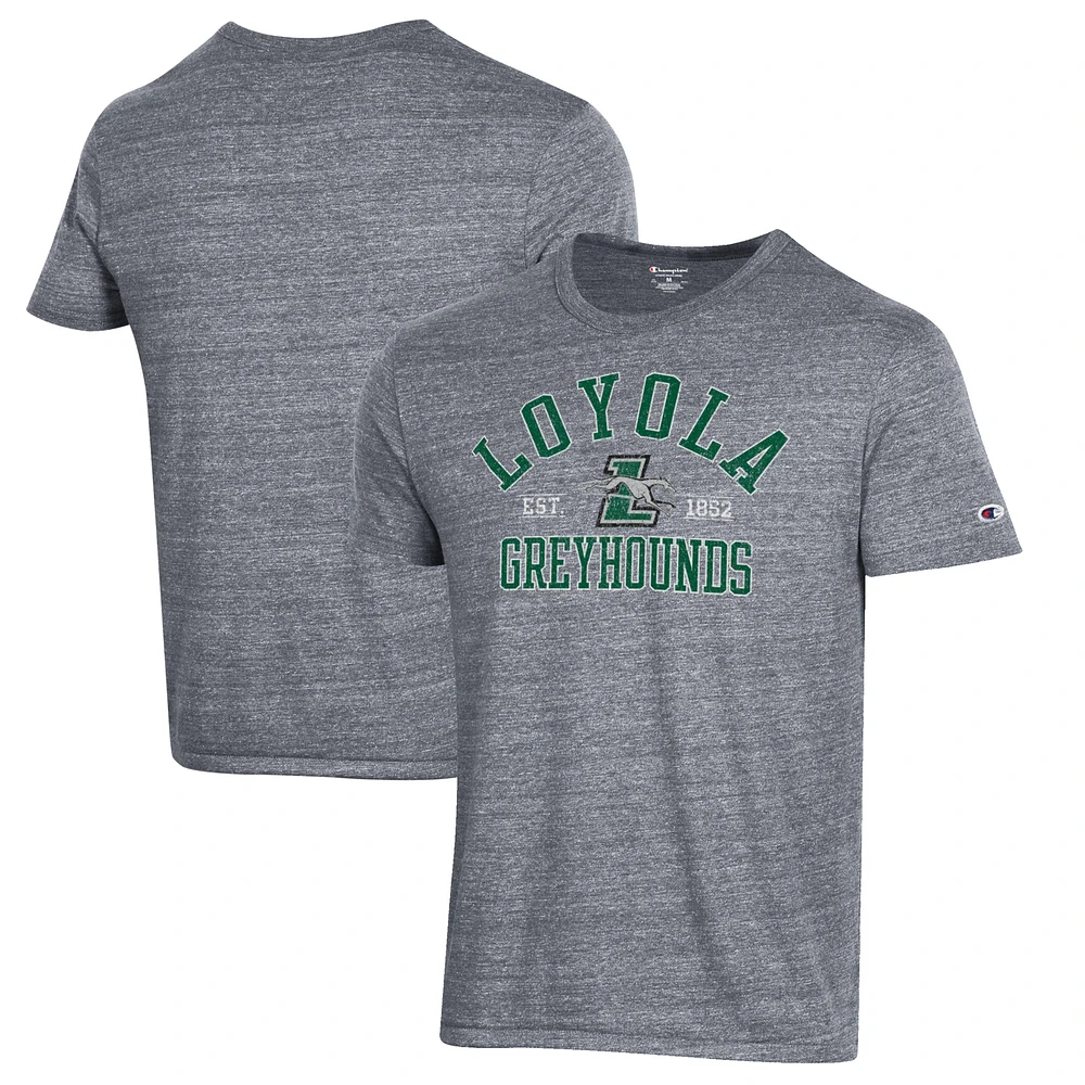 Men's Champion Heathered Gray Loyola Greyhounds Ultimate Tri-Blend T-Shirt