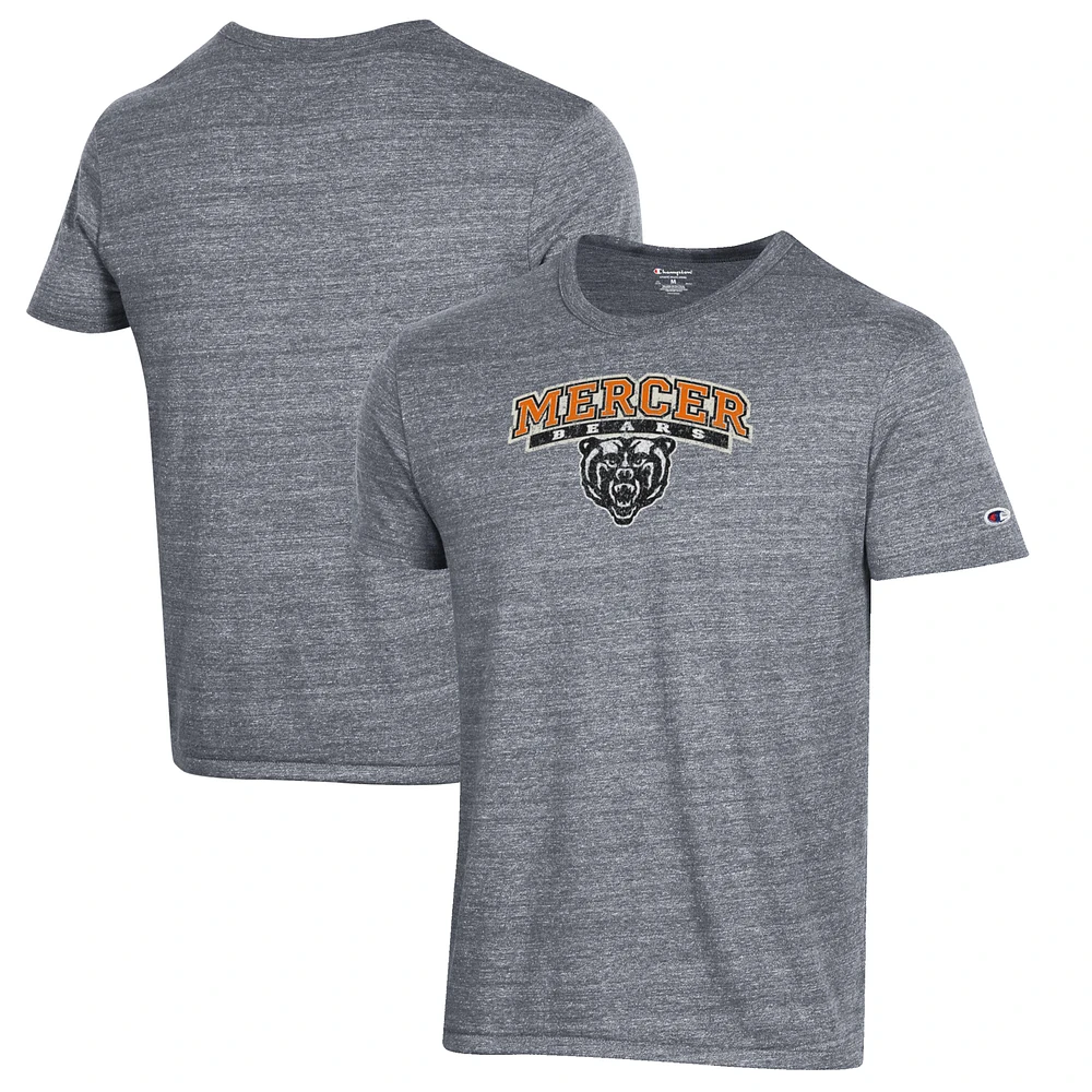 Men's Champion Heathered Gray Mercer Bears Ultimate Tri-Blend T-Shirt