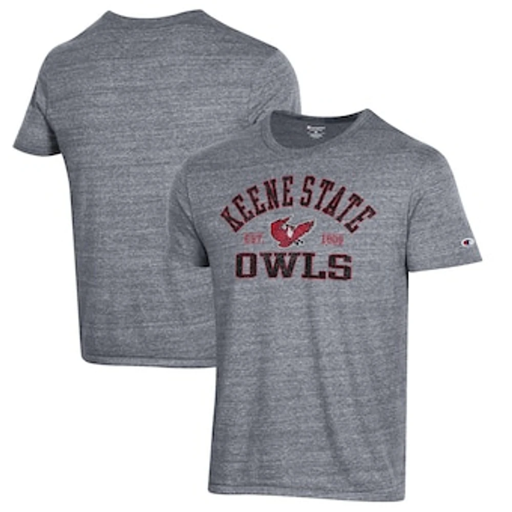 Men's Champion Heathered Gray Keene State Owls Ultimate Tri-Blend T-Shirt