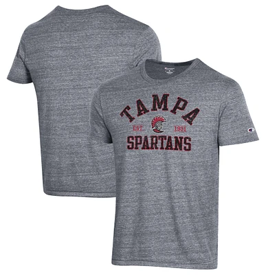 Men's Champion Heathered Gray University of Tampa Spartans Ultimate Tri-Blend T-Shirt