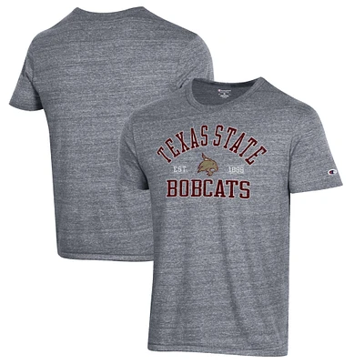 Men's Champion Heathered Gray Texas State Bobcats Ultimate Tri-Blend T-Shirt