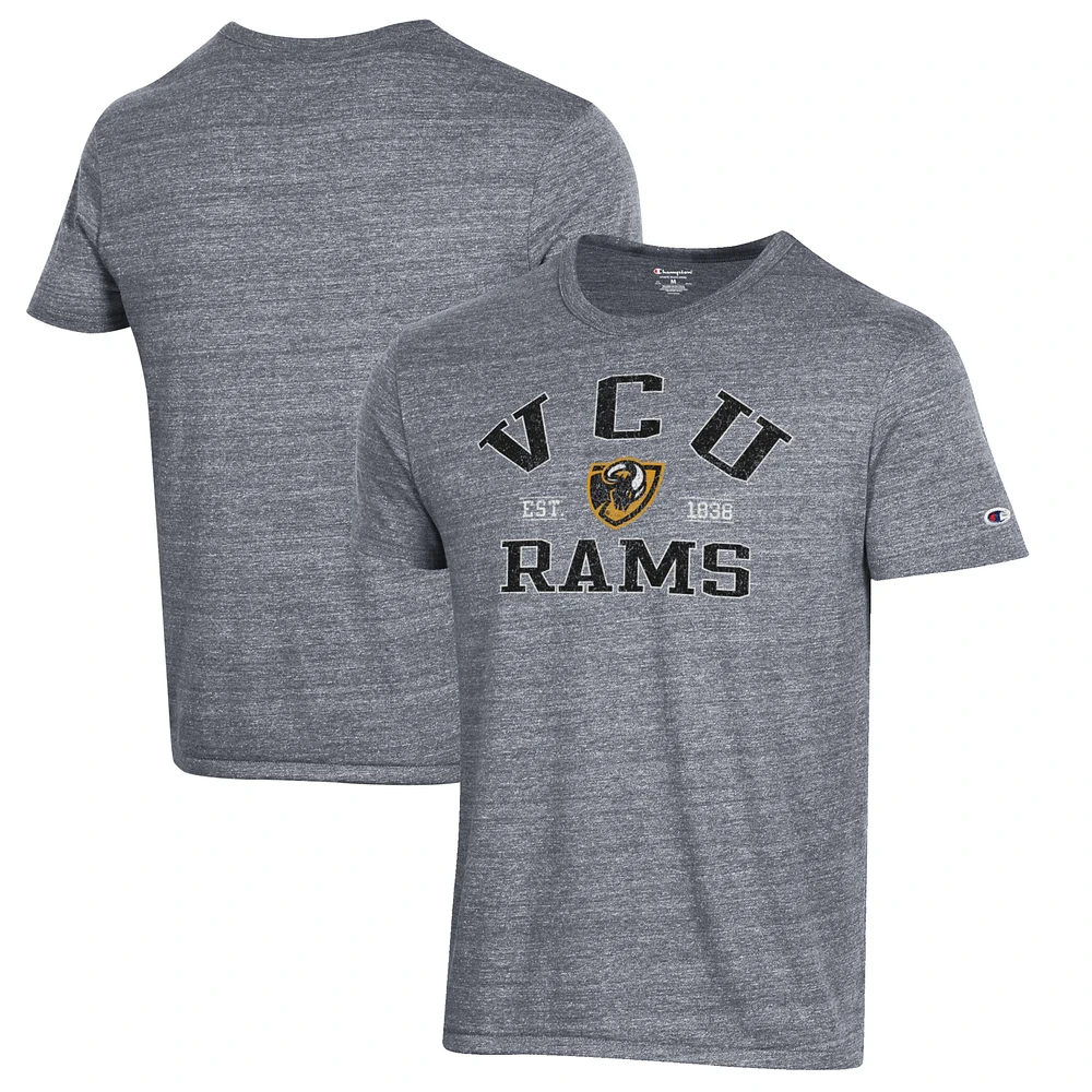 Men's Champion Heathered Gray VCU Rams Ultimate Tri-Blend T-Shirt