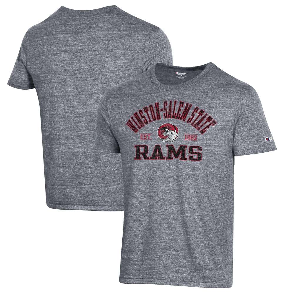 Men's Champion Heathered Gray Winston-Salem State Rams Ultimate Tri-Blend T-Shirt