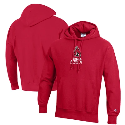 Men's Champion Cardinal Ball State Cardinals Reverse Weave Fleece Pullover Hoodie