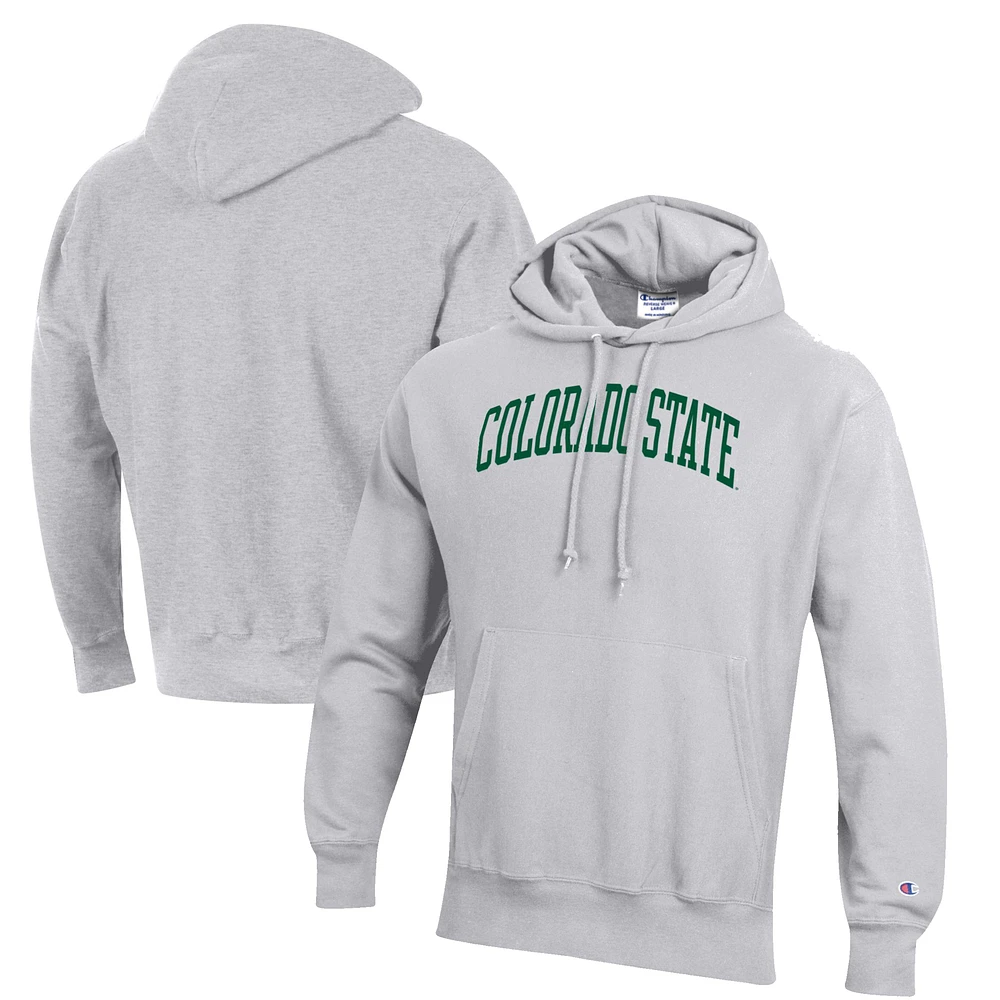 Men's Champion Heathered Gray Colorado State Rams Reverse Weave Fleece Pullover Hoodie