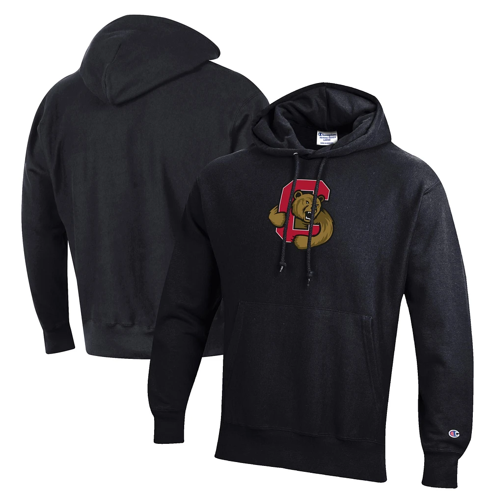 Men's Champion Black Cornell Big Red Reverse Weave Fleece Pullover Hoodie
