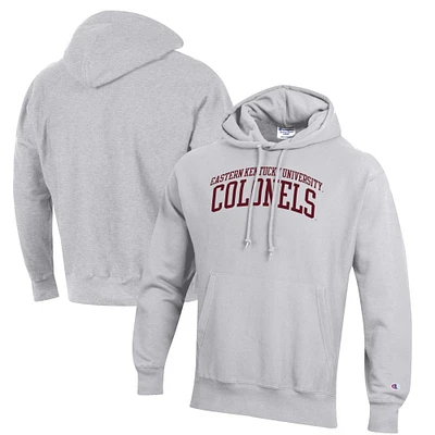 Men's Champion Heathered Gray Eastern Kentucky Colonels Reverse Weave Fleece Pullover Hoodie