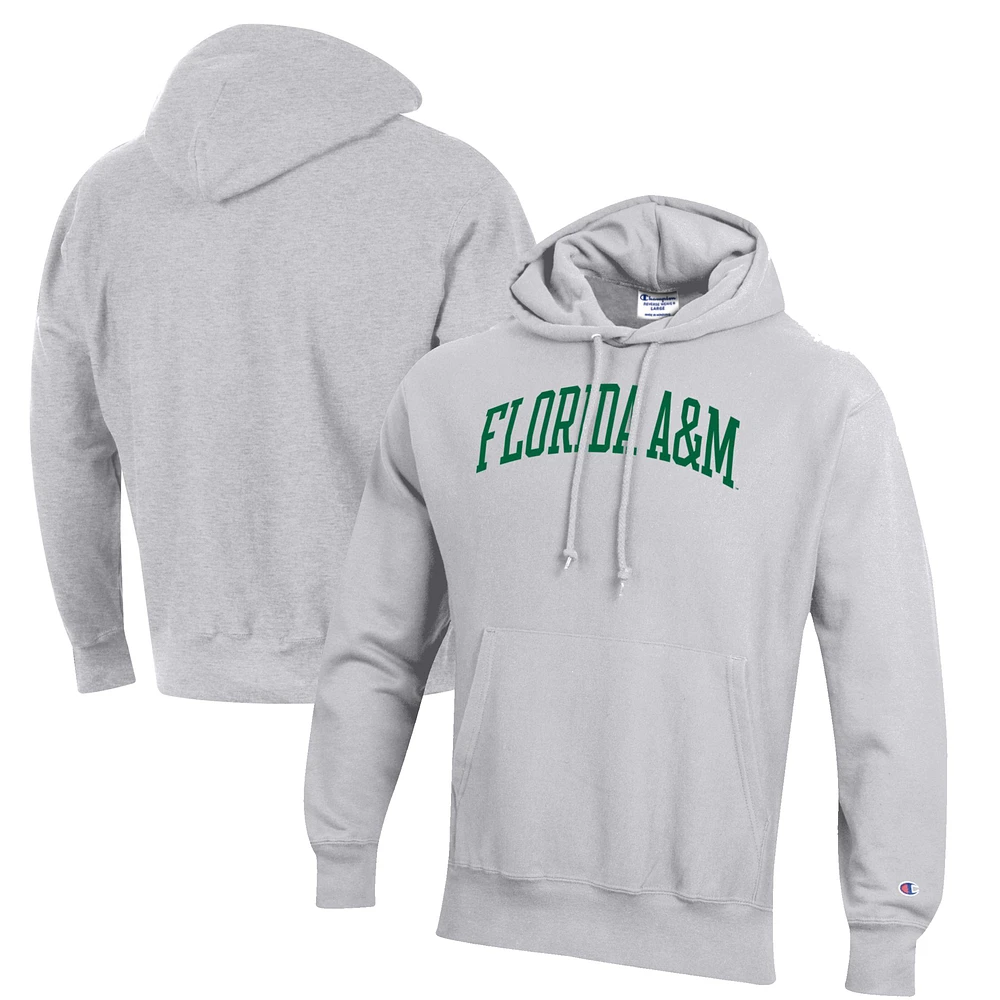 Men's Champion Heathered Gray Florida A&M Rattlers Reverse Weave Fleece Pullover Hoodie