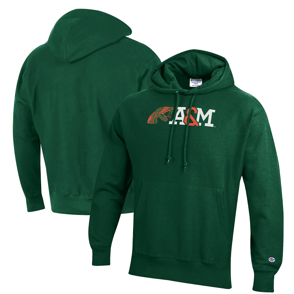 Men's Champion Green Florida A&M Rattlers Reverse Weave Fleece Pullover Hoodie