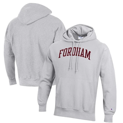 Men's Champion Heathered Gray Fordham Rams Reverse Weave Fleece Pullover Hoodie