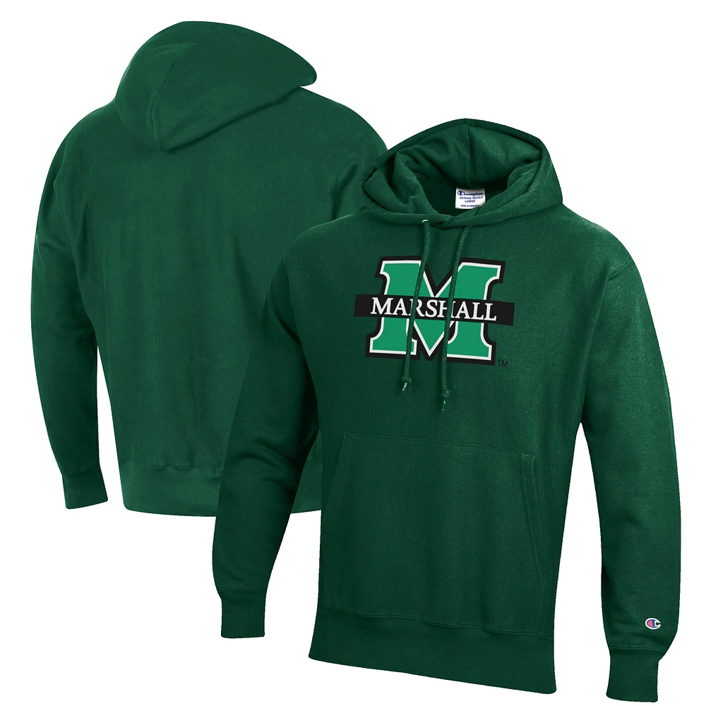 Men's Champion Green Marshall Thundering Herd Reverse Weave Fleece Pullover Hoodie