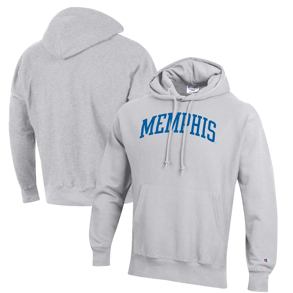 Men's Champion Heathered Gray Memphis Tigers Reverse Weave Fleece Pullover Hoodie