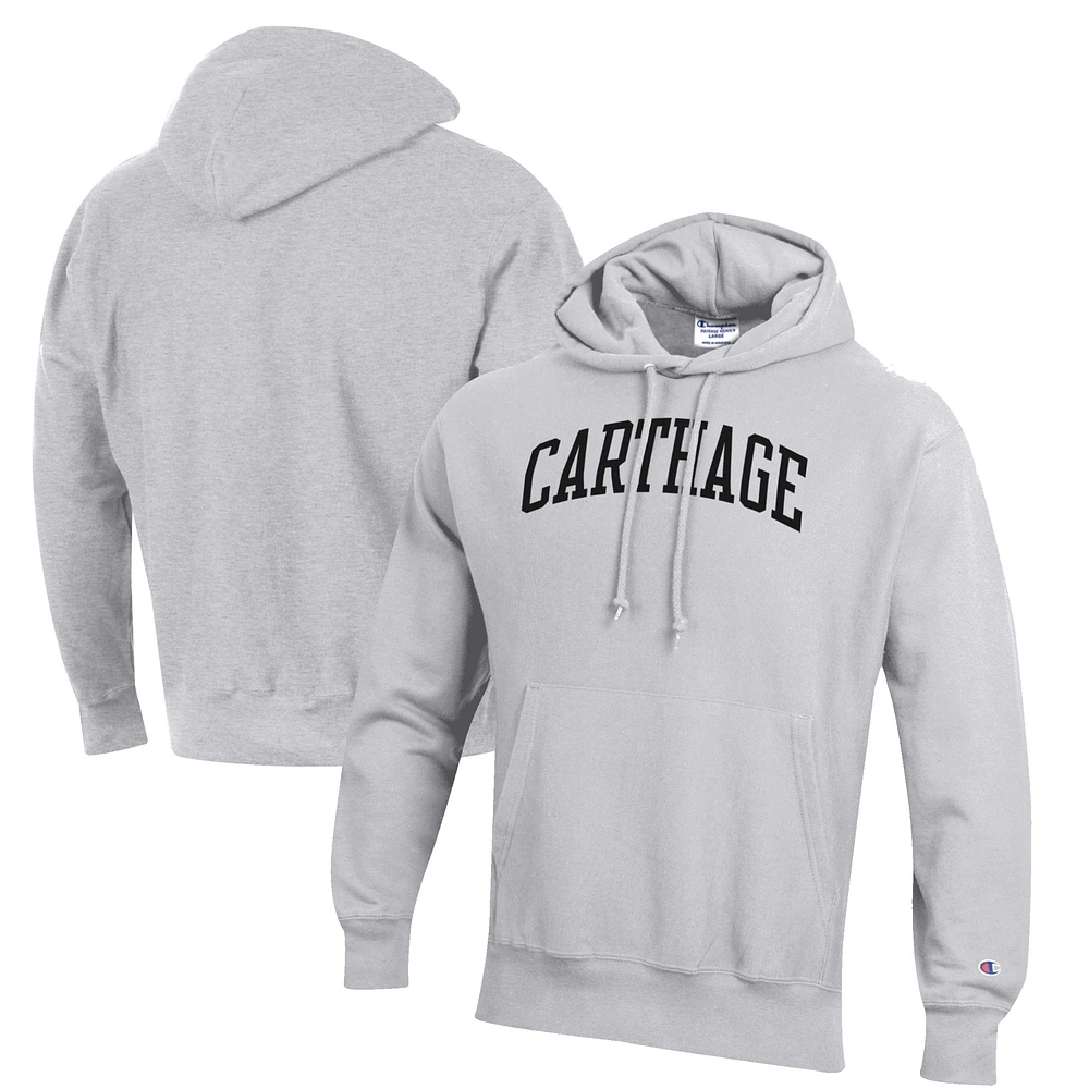 Men's Champion Heathered Gray Carthage Firebirds Reverse Weave Fleece Pullover Hoodie
