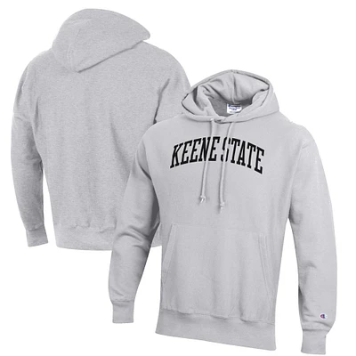 Men's Champion Heathered Gray Keene State Owls Reverse Weave Fleece Pullover Hoodie