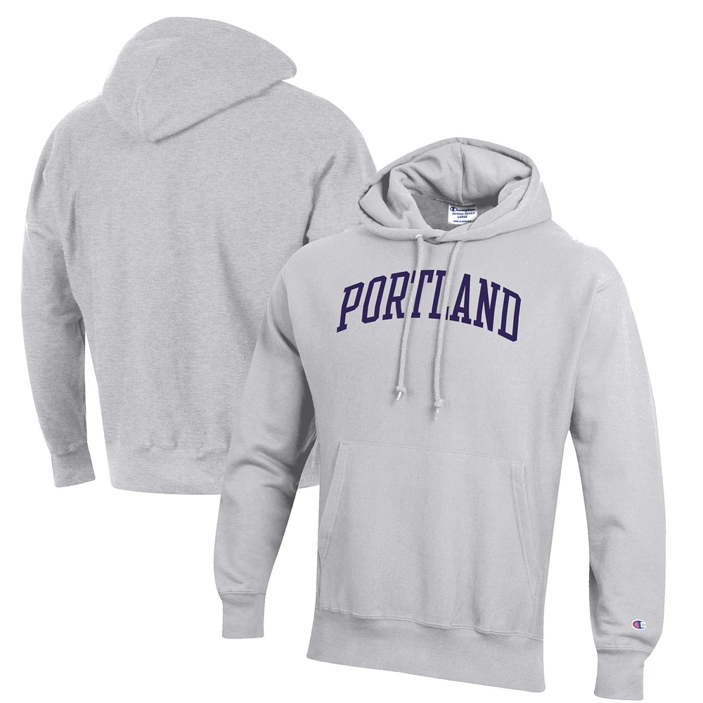 Men's Champion Heathered Gray Portland Pilots Reverse Weave Fleece Pullover Hoodie