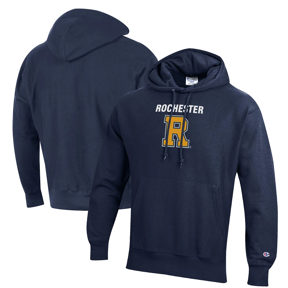 Men's Champion Navy Rochester Yellow Jackets Reverse Weave Fleece Pullover Hoodie