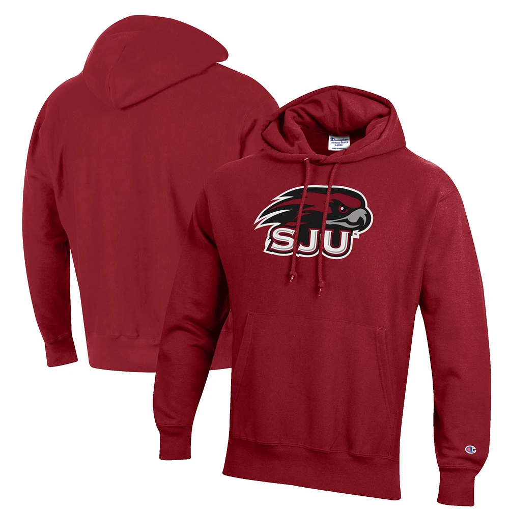 Men's Champion Crimson Saint Joseph's Hawks Reverse Weave Fleece Pullover Hoodie
