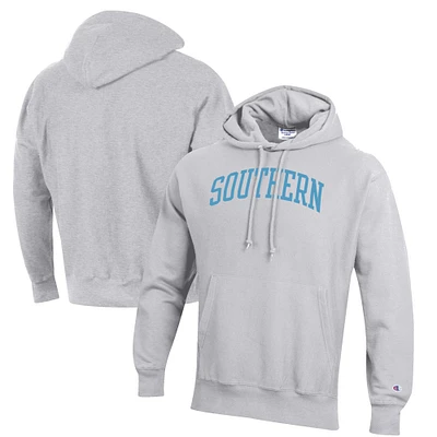 Men's Champion Heathered Gray Southern University Jaguars Reverse Weave Fleece Pullover Hoodie