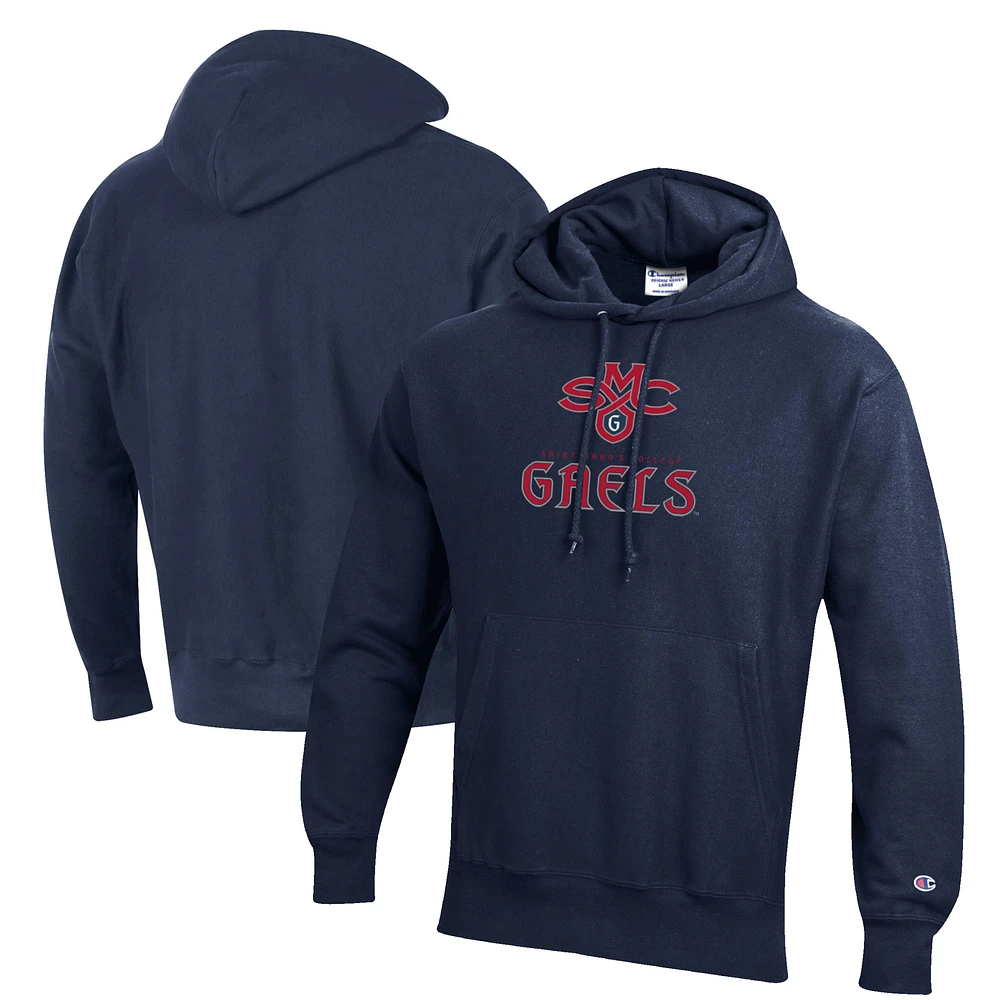 Men's Champion Navy Saint Mary's Gaels Reverse Weave Fleece Pullover Hoodie