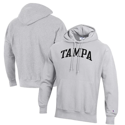 Men's Champion Heathered Gray University of Tampa Spartans Reverse Weave Fleece Pullover Hoodie