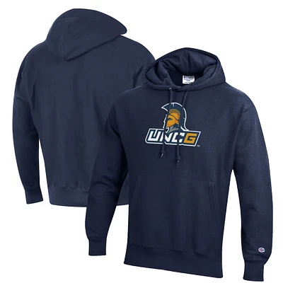 Men's Champion Navy UNCG Spartans Reverse Weave Fleece Pullover Hoodie
