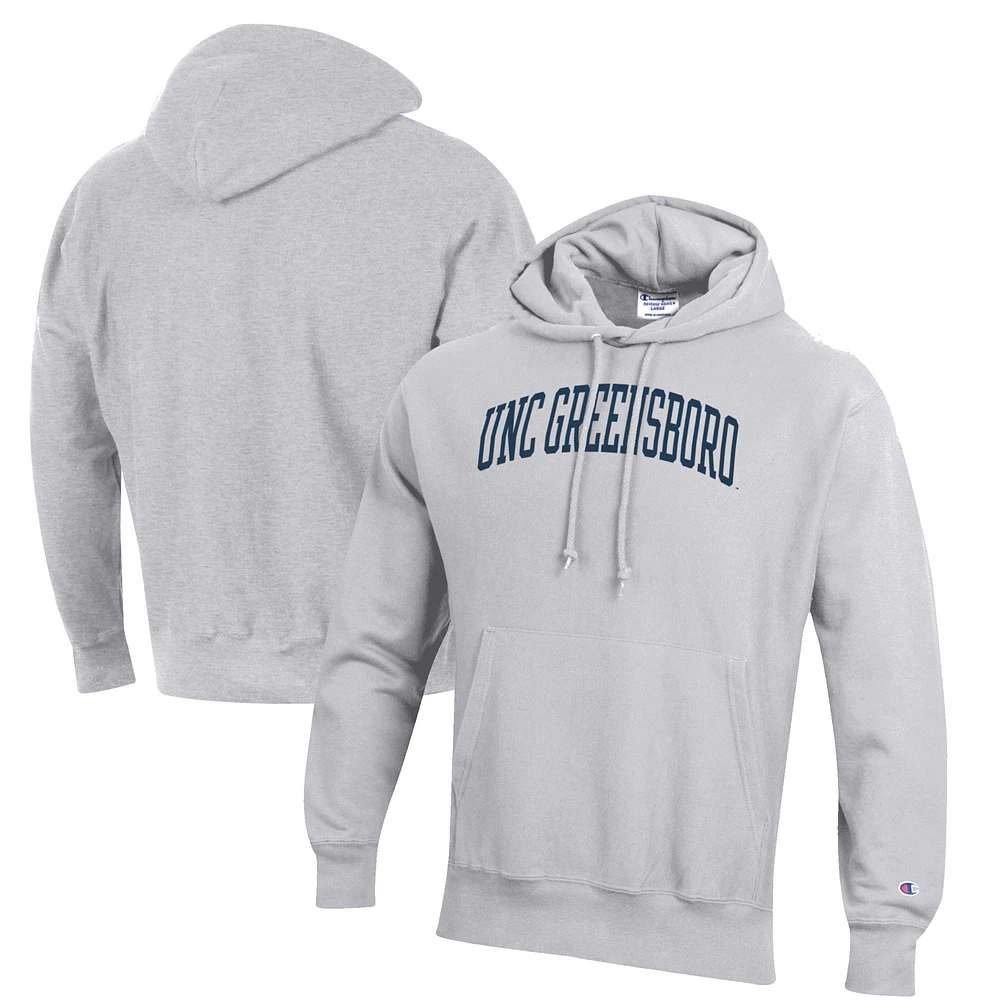 Men's Champion Heathered Gray UNCG Spartans Reverse Weave Fleece Pullover Hoodie