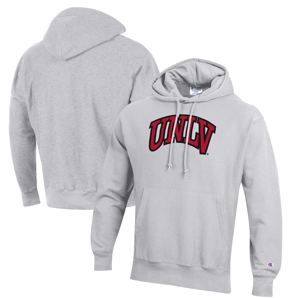Men's Champion Heathered Gray UNLV Rebels Reverse Weave Fleece Pullover Hoodie