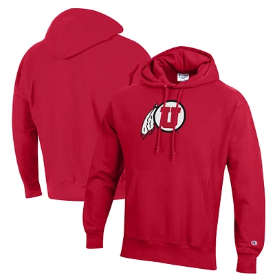 Men's Champion Red Utah Utes Reverse Weave Fleece Pullover Hoodie
