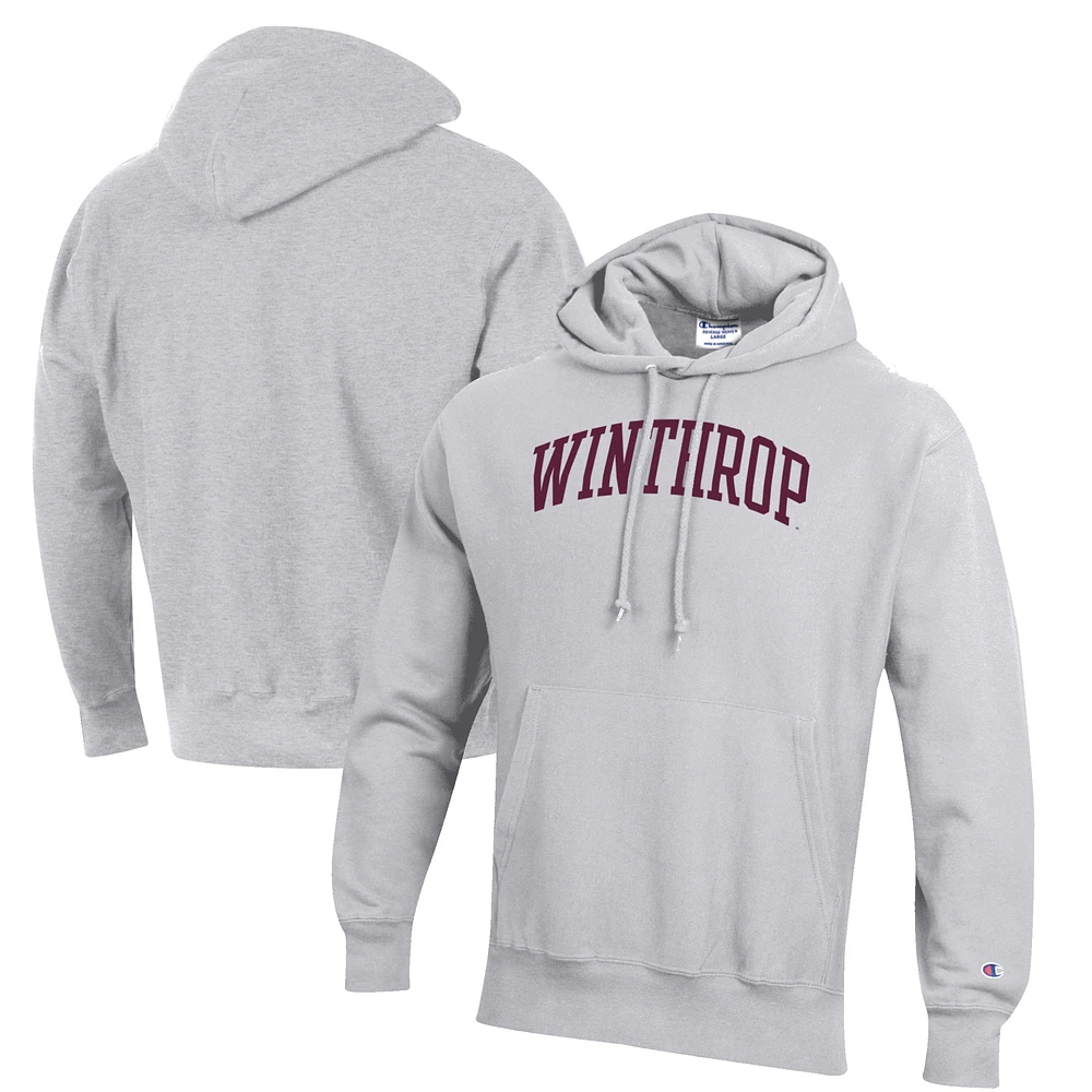 Men's Champion Heathered Gray Winthrop Eagles Reverse Weave Fleece Pullover Hoodie