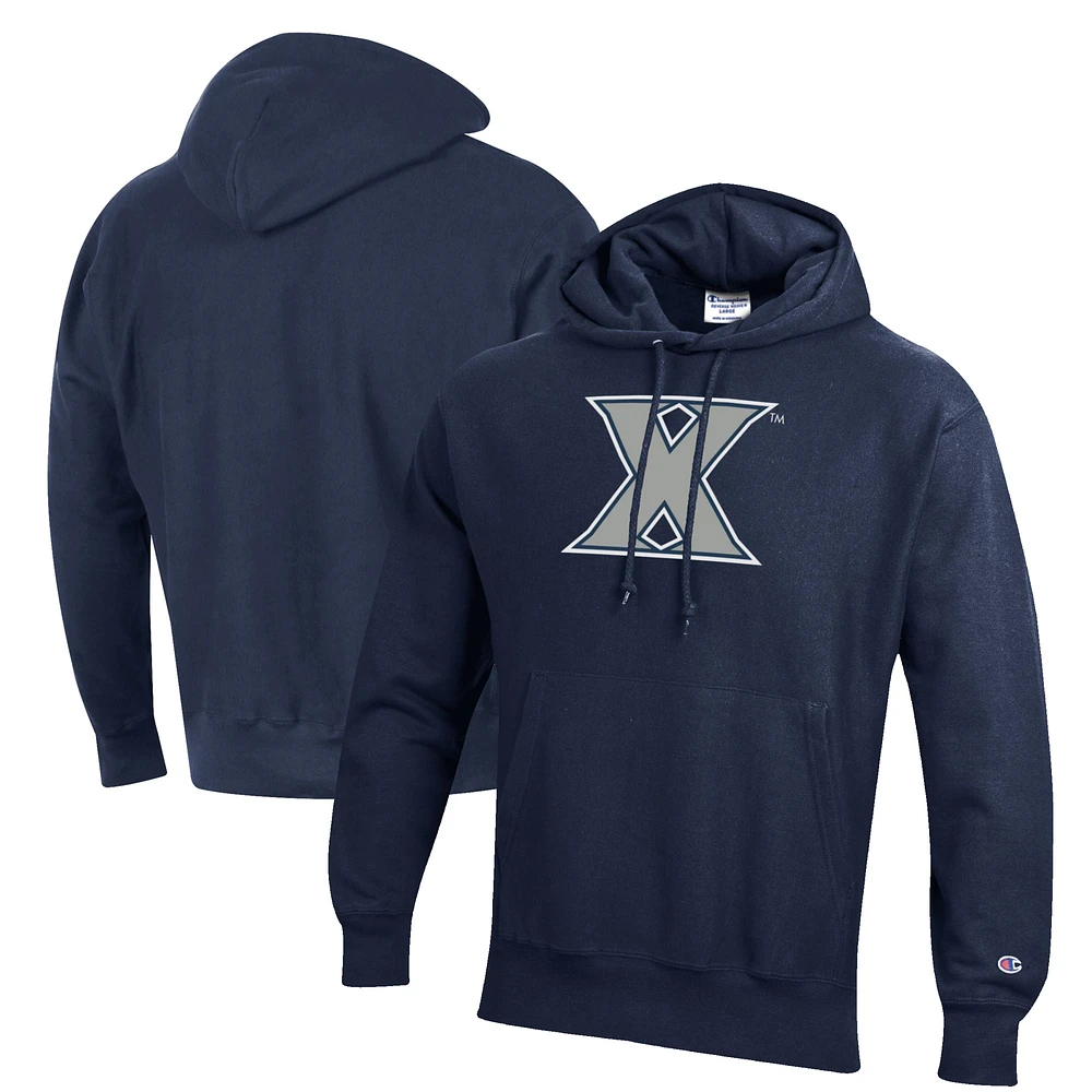 Men's Champion Navy Xavier Musketeers Reverse Weave Fleece Pullover Hoodie