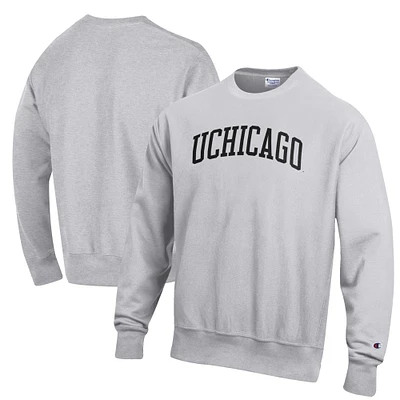 Men's Champion Heathered Gray Chicago Maroons Reverse Weave Fleece Crewneck Sweatshirt