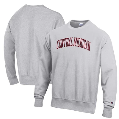 Men's Champion Heathered Gray Central Michigan Chippewas Reverse Weave Fleece Crewneck Sweatshirt