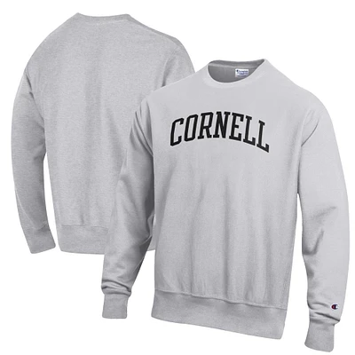 Men's Champion Heathered Gray Cornell Big Red Reverse Weave Fleece Crewneck Sweatshirt