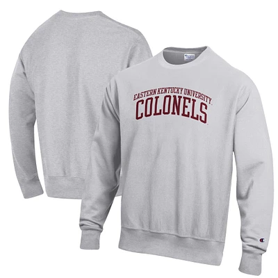 Men's Champion Heathered Gray Eastern Kentucky Colonels Reverse Weave Fleece Crewneck Sweatshirt