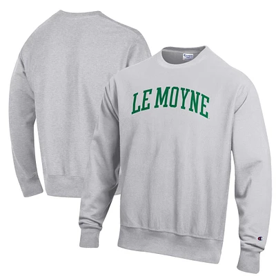 Men's Champion Heathered Gray Le Moyne Dolphins Reverse Weave Fleece Crewneck Sweatshirt