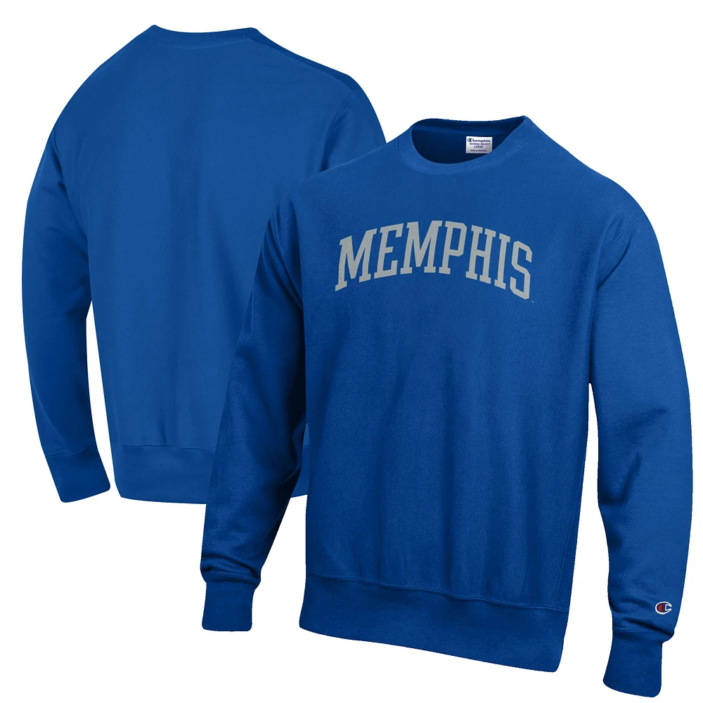 Men's Champion Royal Memphis Tigers Reverse Weave Fleece Crewneck Sweatshirt