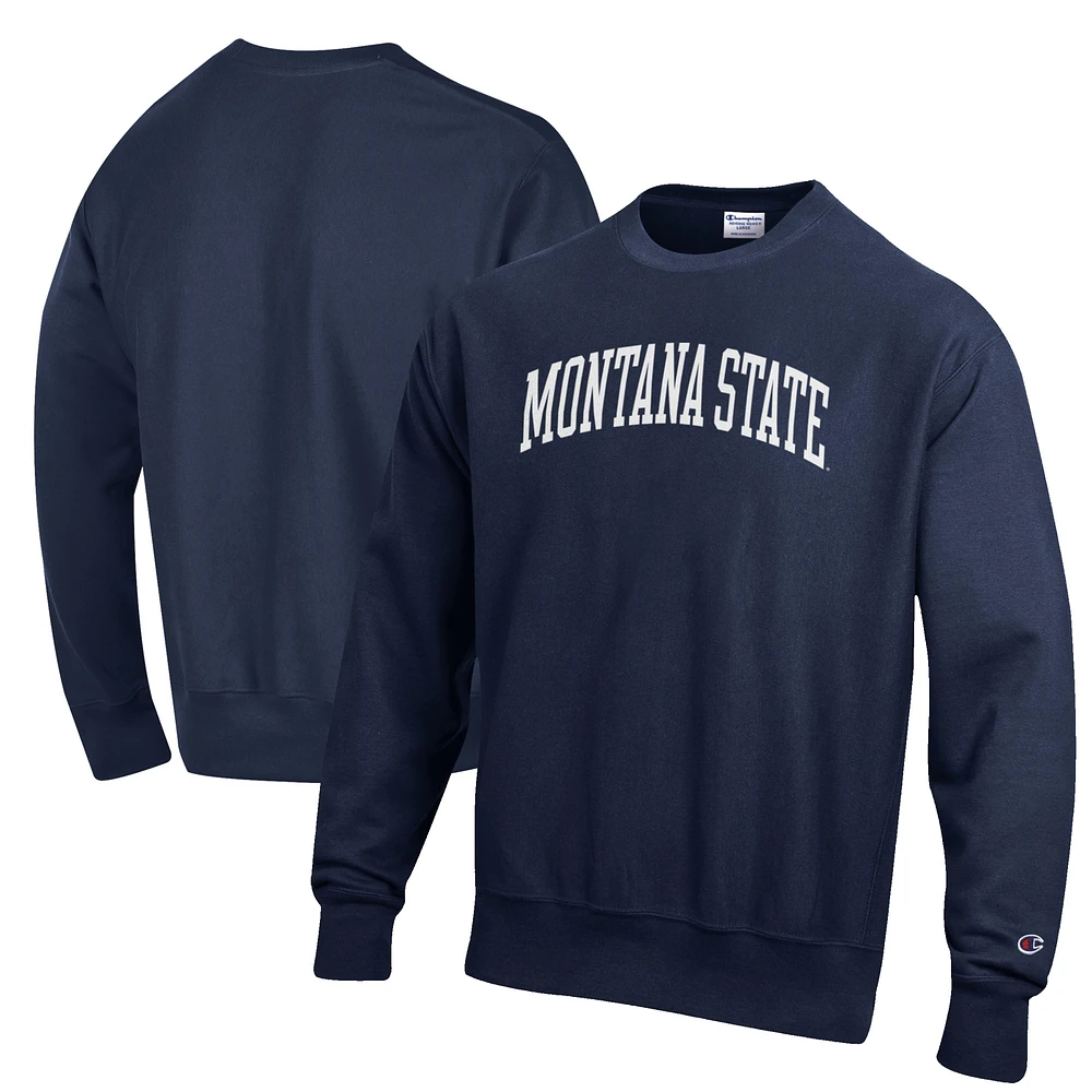 Men's Champion Navy Montana State Bobcats Reverse Weave Fleece Crewneck Sweatshirt