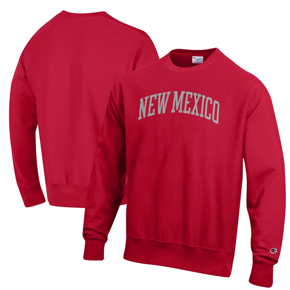 Men's Champion Cherry New Mexico Lobos Reverse Weave Fleece Crewneck Sweatshirt