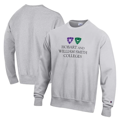 Men's Champion Heathered Gray Hobart Statesmen Reverse Weave Fleece Crewneck Sweatshirt