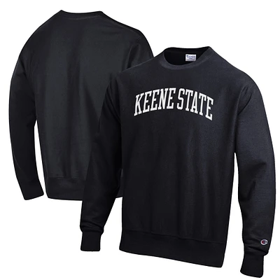 Men's Champion Black Keene State Owls Reverse Weave Fleece Crewneck Sweatshirt