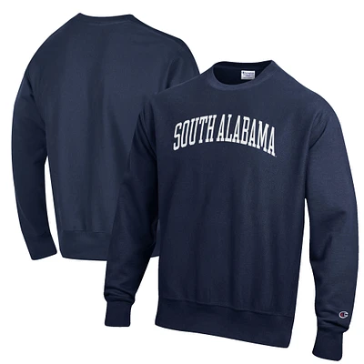 Men's Champion Navy South Alabama Jaguars Reverse Weave Fleece Crewneck Sweatshirt