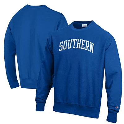Men's Champion Blue Southern Connecticut Owls Reverse Weave Fleece Crewneck Sweatshirt