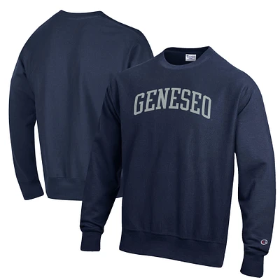 Men's Champion Navy SUNY Geneseo Knights Reverse Weave Fleece Crewneck Sweatshirt