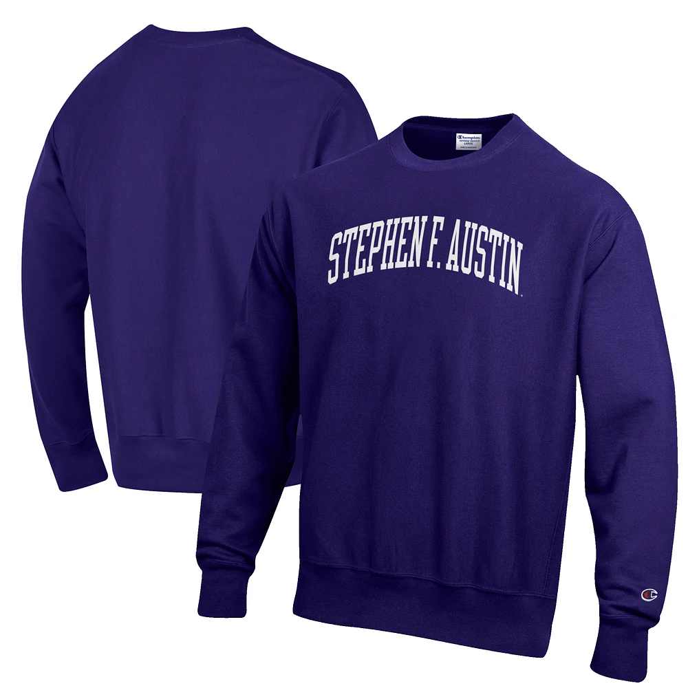 Men's Champion Purple Stephen F Austin Lumberjacks Reverse Weave Fleece Crewneck Sweatshirt